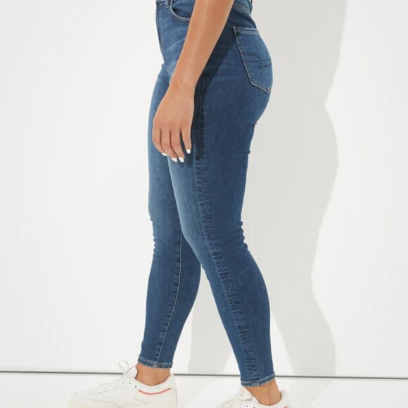 American Eagle Curvy Highest Rise Blue Denim Skinny Jeans Jegging - Picture 3 of 7